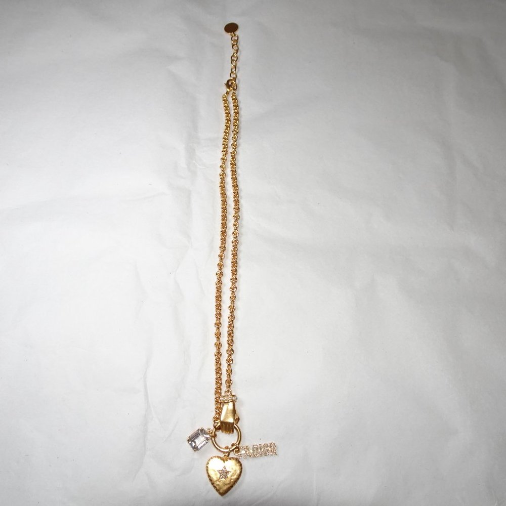 Dior J'Adior Hand Heart Crystal Gold Chain Necklace - Picture 12 of 13
